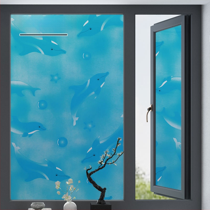 PVC lango filmas privatumo užtikrinimui su augalų motyvu, matinė apdaila, tinkama voniai ir stiklinėms durims – paprastas ir modernus stilius