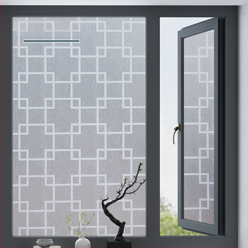 PVC lango filmas privatumo užtikrinimui su augalų motyvu, matinė apdaila, tinkama voniai ir stiklinėms durims – paprastas ir modernus stilius
