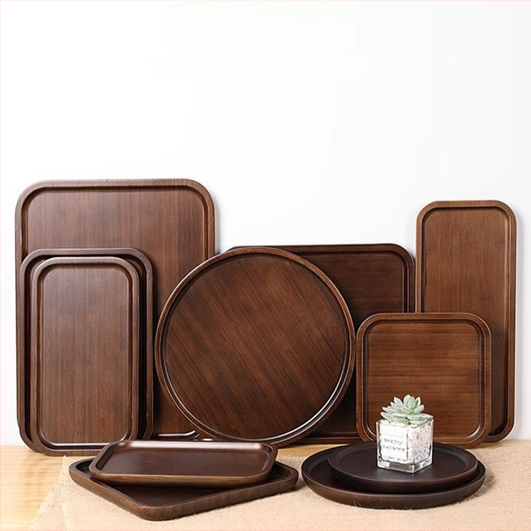 Stačiakampis bambukinis arbatos padėklas su glazūruota paviršiumi, vientisas raštas, naujo Kinų stiliaus, tinkamas viešbučiams ir arbatos serviravimui