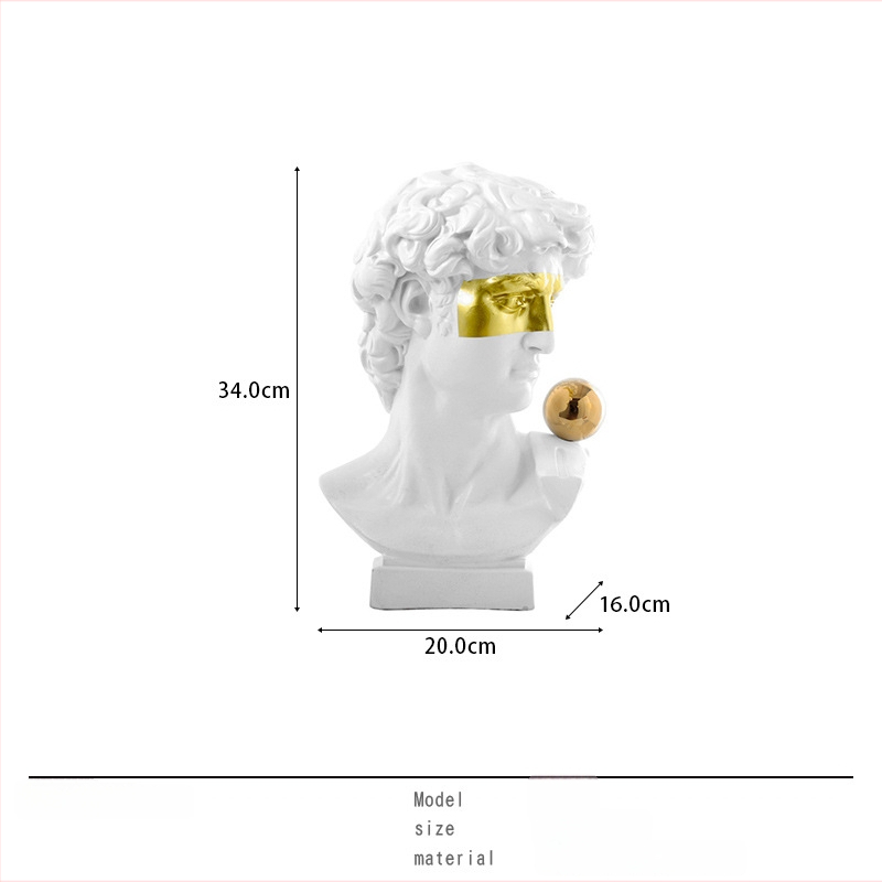 Davido galvos skulptūra, nordinio dizaino stalinė statula svetainei - Prekės ženklas: Top ten home furnishings; Medžiaga: Derva; Apdorojimas ir pritaikymas: Ne; Amatų tipas: Kitas