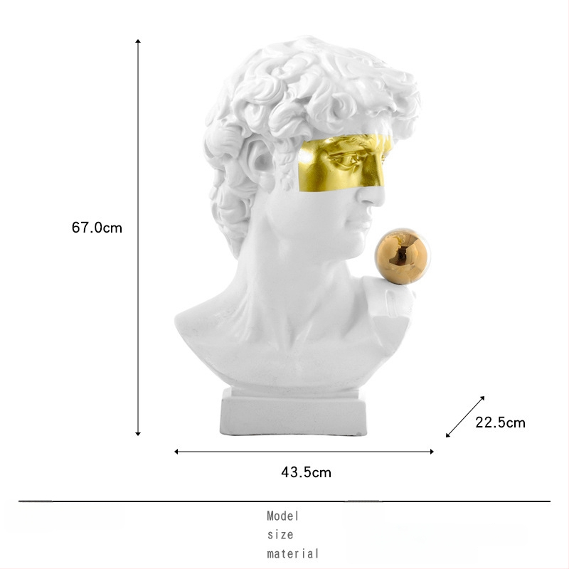 Davido galvos skulptūra, nordinio dizaino stalinė statula svetainei - Prekės ženklas: Top ten home furnishings; Medžiaga: Derva; Apdorojimas ir pritaikymas: Ne; Amatų tipas: Kitas