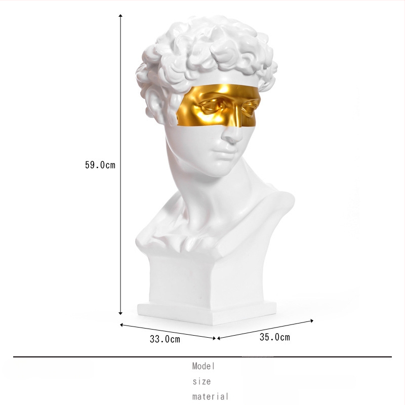 Davido galvos skulptūra, nordinio dizaino stalinė statula svetainei - Prekės ženklas: Top ten home furnishings; Medžiaga: Derva; Apdorojimas ir pritaikymas: Ne; Amatų tipas: Kitas