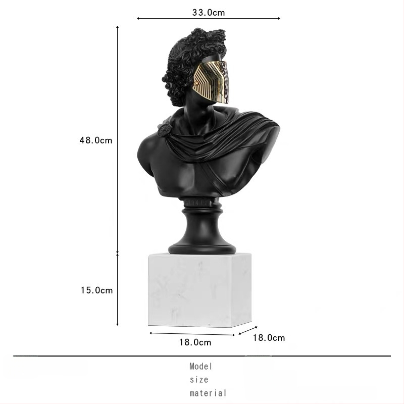 Davido galvos skulptūra, nordinio dizaino stalinė statula svetainei - Prekės ženklas: Top ten home furnishings; Medžiaga: Derva; Apdorojimas ir pritaikymas: Ne; Amatų tipas: Kitas