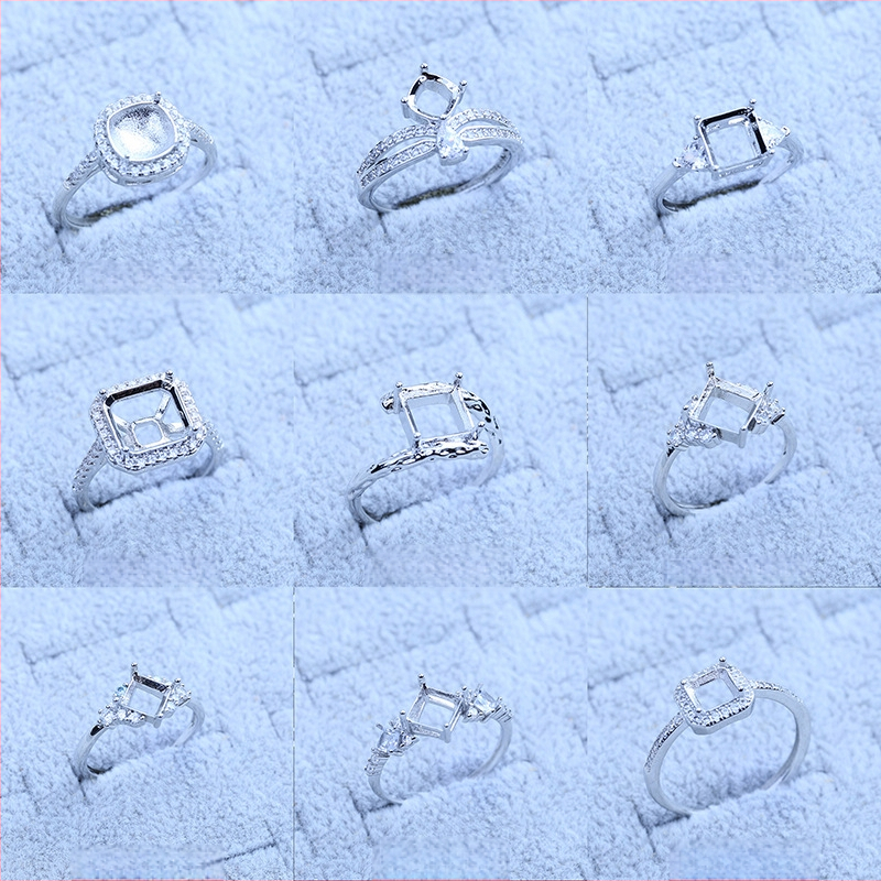 S925 sidabro dengtų žiedų laikiklis su snaigės dizainu, Moissanite ir cirkonio akcentai, varinis geometrinis rodinys, elektro platinimas