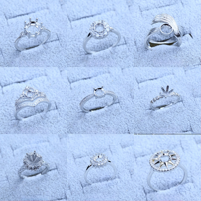 S925 sidabro dengtų žiedų laikiklis su snaigės dizainu, Moissanite ir cirkonio akcentai, varinis geometrinis rodinys, elektro platinimas