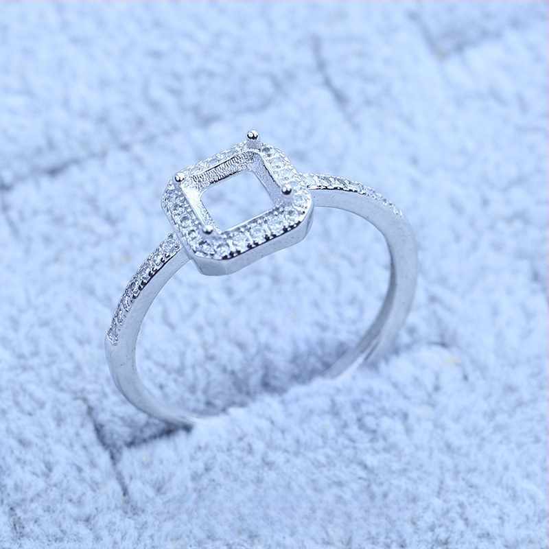 S925 sidabro dengtų žiedų laikiklis su snaigės dizainu, Moissanite ir cirkonio akcentai, varinis geometrinis rodinys, elektro platinimas