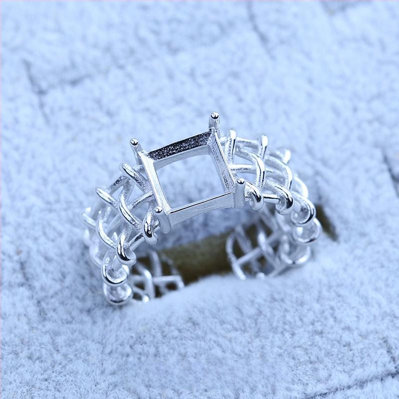 S925 sidabro dengtų žiedų laikiklis su snaigės dizainu, Moissanite ir cirkonio akcentai, varinis geometrinis rodinys, elektro platinimas