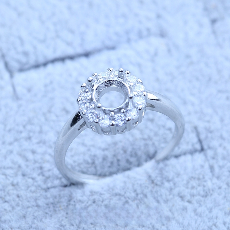 S925 sidabro dengtų žiedų laikiklis su snaigės dizainu, Moissanite ir cirkonio akcentai, varinis geometrinis rodinys, elektro platinimas