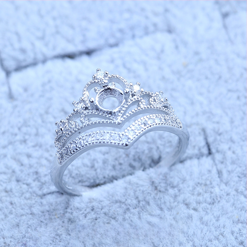 S925 sidabro dengtų žiedų laikiklis su snaigės dizainu, Moissanite ir cirkonio akcentai, varinis geometrinis rodinys, elektro platinimas