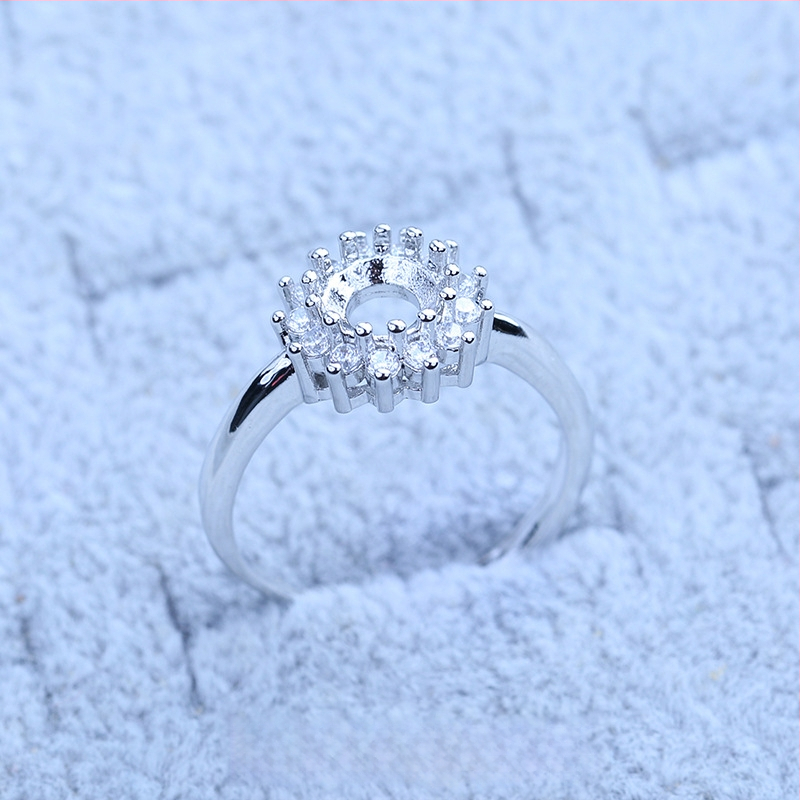 S925 sidabro dengtų žiedų laikiklis su snaigės dizainu, Moissanite ir cirkonio akcentai, varinis geometrinis rodinys, elektro platinimas