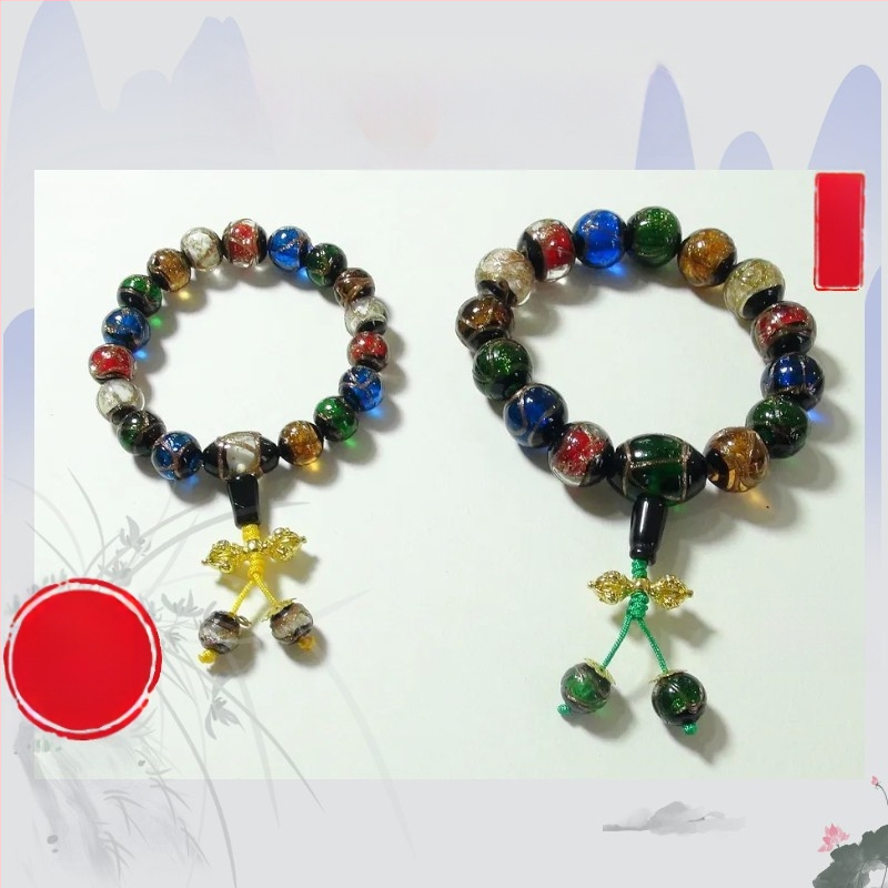 Etno stilā stikla rokassprādžu komplekts, roku darbs, 14 gab., universālais aksesuārs