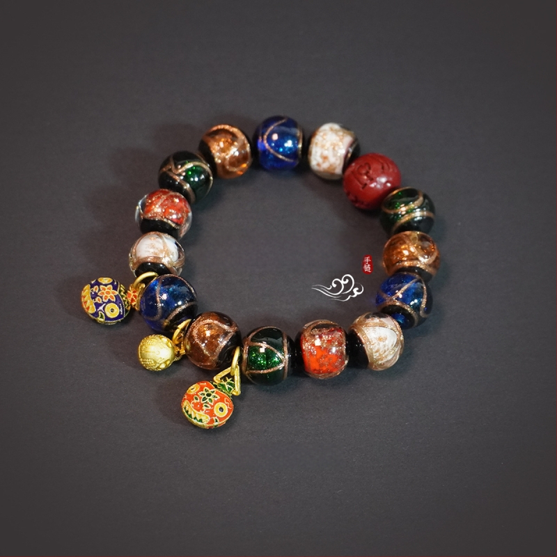 Etno stilā stikla rokassprādžu komplekts, roku darbs, 14 gab., universālais aksesuārs