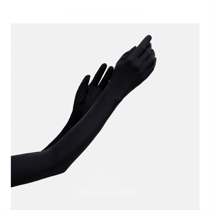 Дълги UV ръкавици от ледено копринено плат — нейлон/ice silk смес с 11–20% спандекс, UV защита, лято 2024