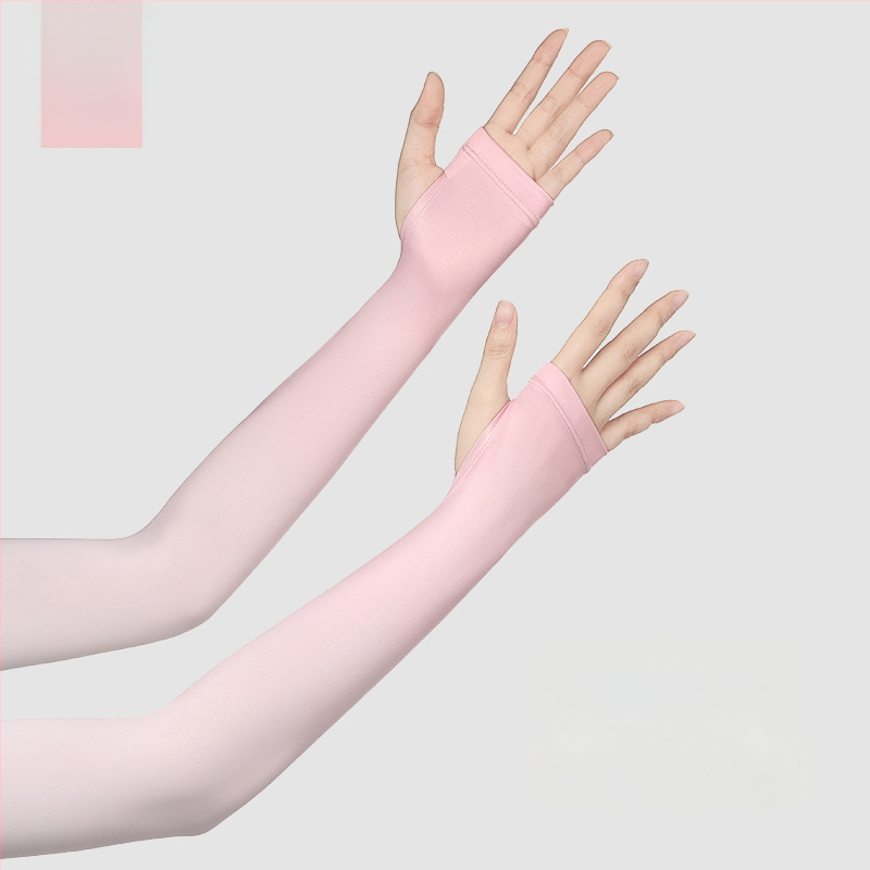 Дълги UV ръкавици от ледено копринено плат — нейлон/ice silk смес с 11–20% спандекс, UV защита, лято 2024