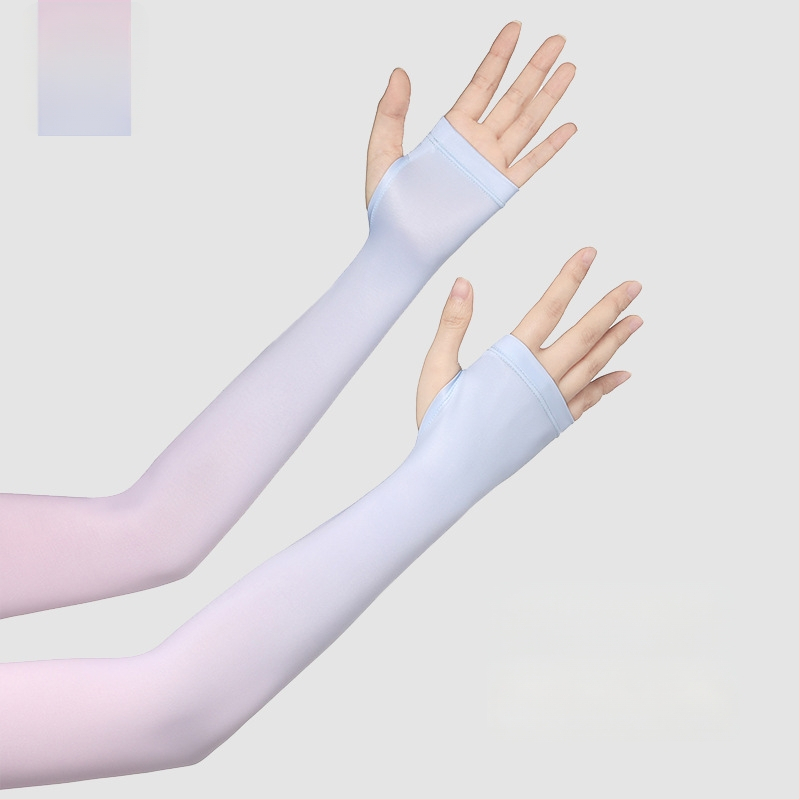 Дълги UV ръкавици от ледено копринено плат — нейлон/ice silk смес с 11–20% спандекс, UV защита, лято 2024