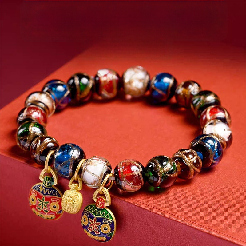 Geometriska stikla rokassprādze, roku darbs, etniska stila, universāla, 18 gab.