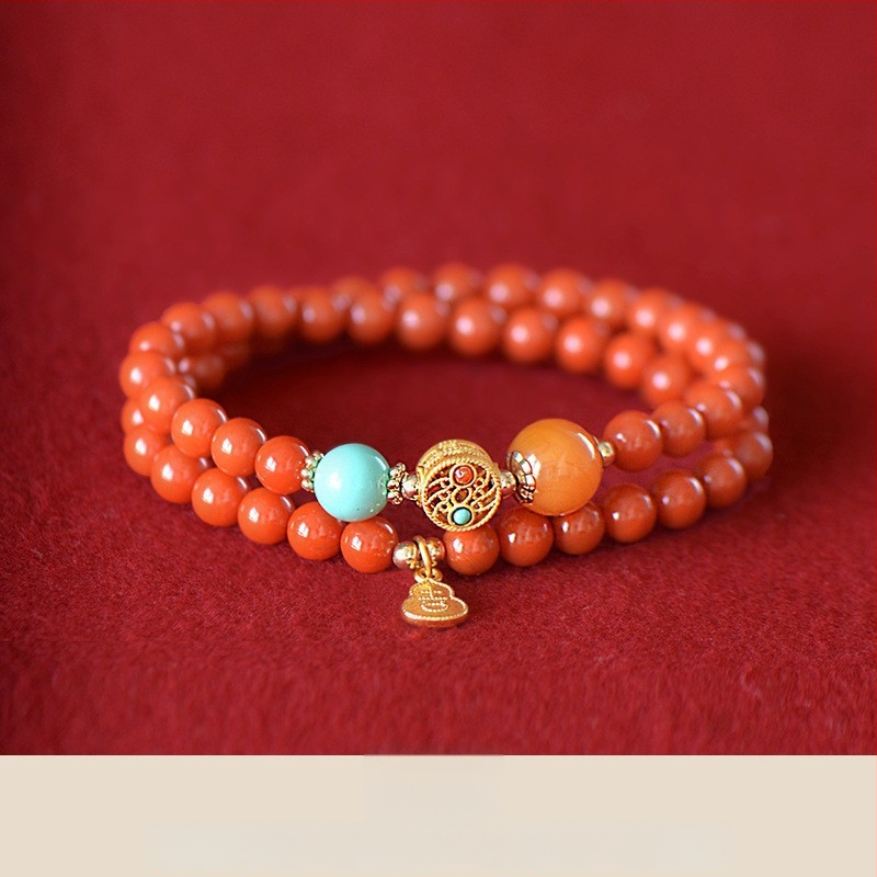 Гривна от южен червен агат — полирана, унисекс, стил свеж и сладък, форми: звезда/геометрична, пролет 2025