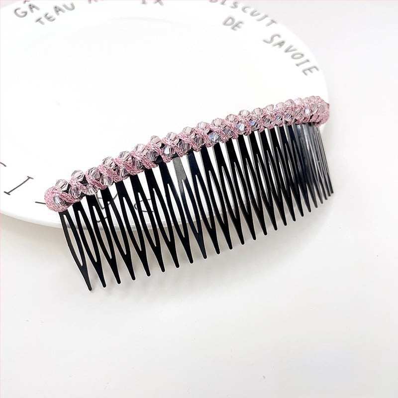 Кристална фиба за коса с розов кварц, геометрична форма, корейски стил, плетена обработка