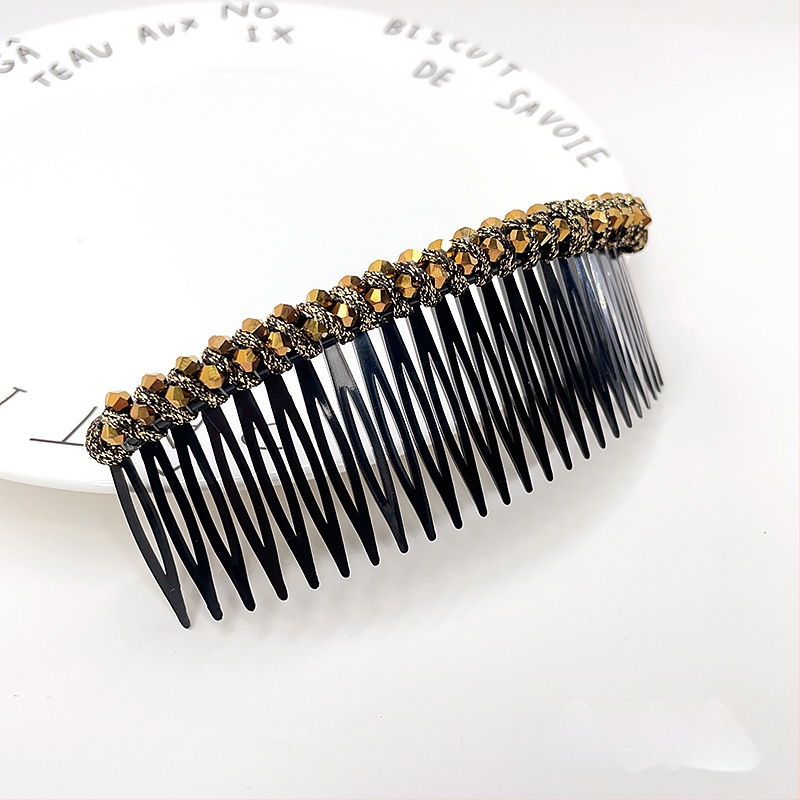 Кристална фиба за коса с розов кварц, геометрична форма, корейски стил, плетена обработка