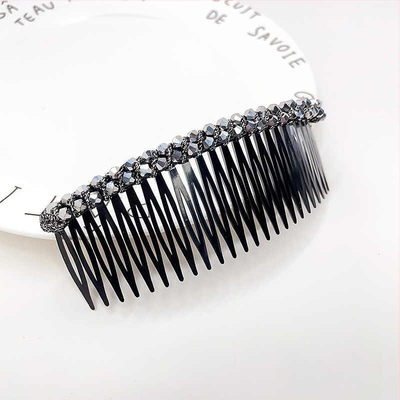 Кристална фиба за коса с розов кварц, геометрична форма, корейски стил, плетена обработка