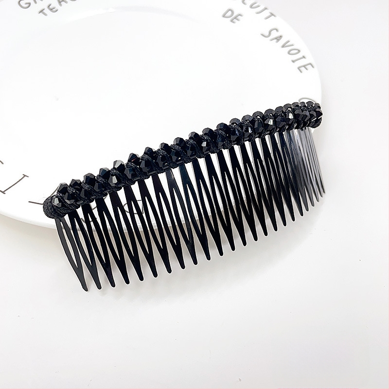 Кристална фиба за коса с розов кварц, геометрична форма, корейски стил, плетена обработка