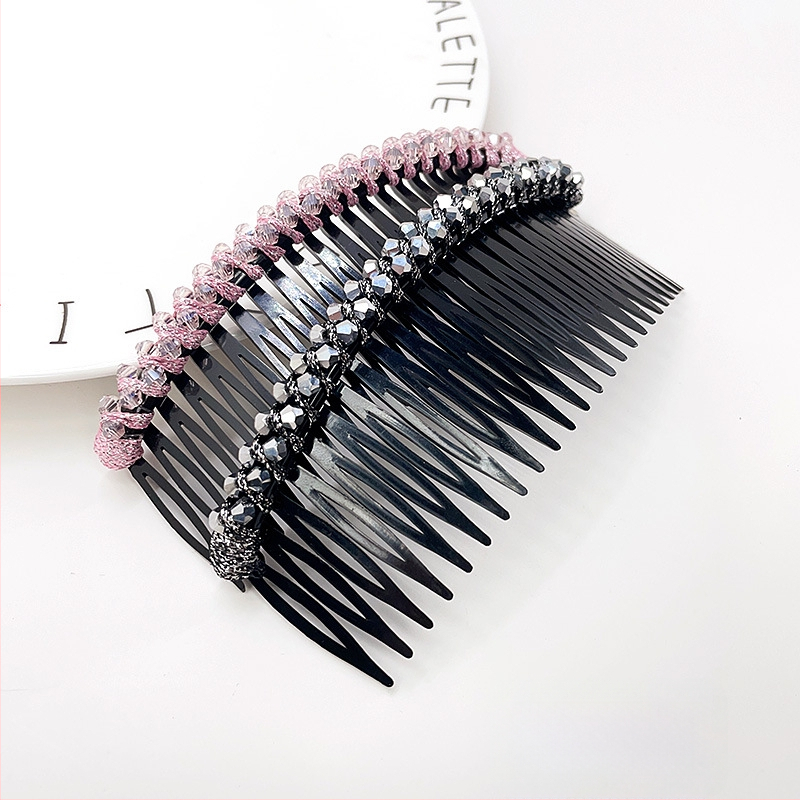 Кристална фиба за коса с розов кварц, геометрична форма, корейски стил, плетена обработка