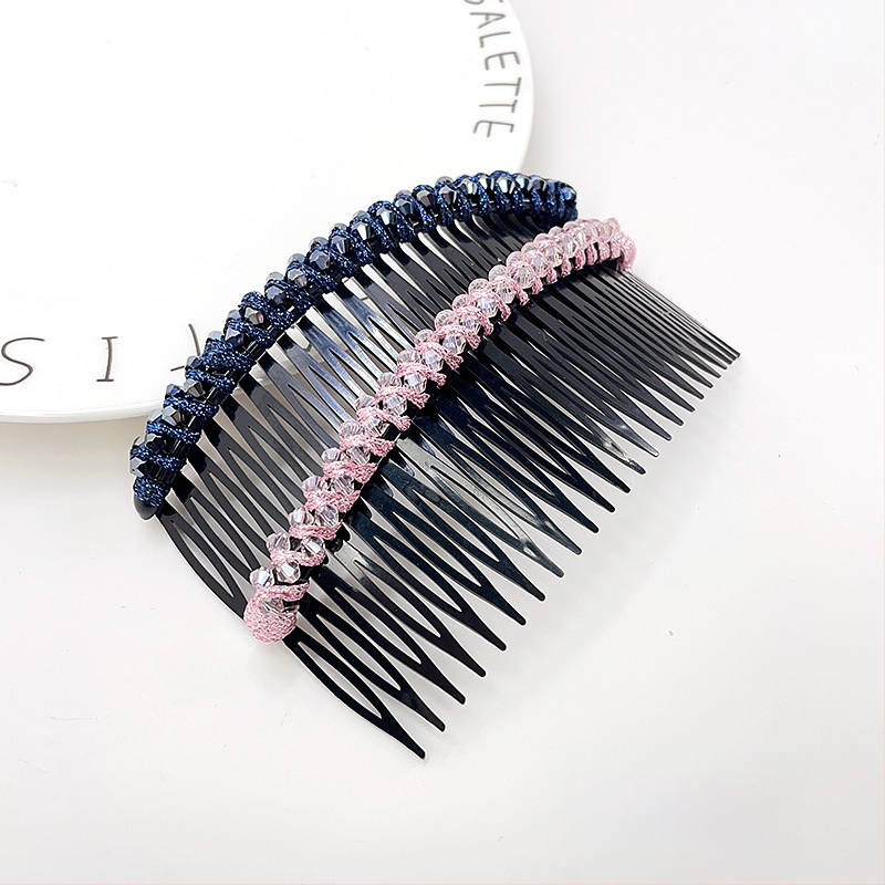 Кристална фиба за коса с розов кварц, геометрична форма, корейски стил, плетена обработка