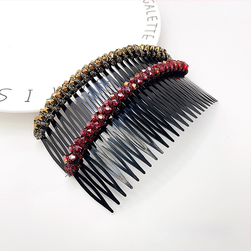 Кристална фиба за коса с розов кварц, геометрична форма, корейски стил, плетена обработка