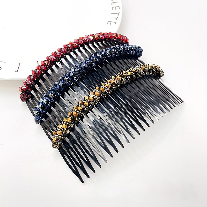 Кристална фиба за коса с розов кварц, геометрична форма, корейски стил, плетена обработка