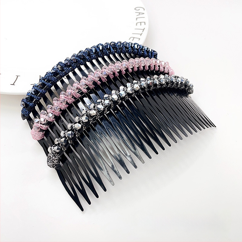 Кристална фиба за коса с розов кварц, геометрична форма, корейски стил, плетена обработка