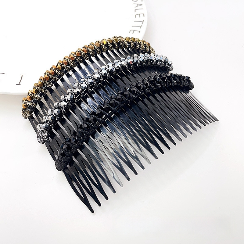 Кристална фиба за коса с розов кварц, геометрична форма, корейски стил, плетена обработка