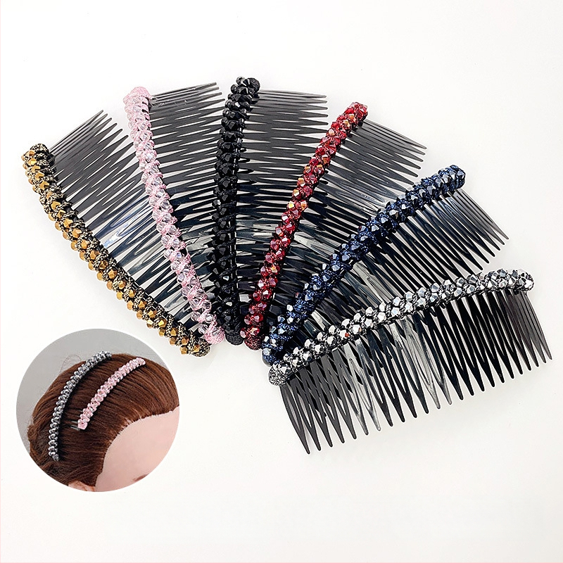 Кристална фиба за коса с розов кварц, геометрична форма, корейски стил, плетена обработка