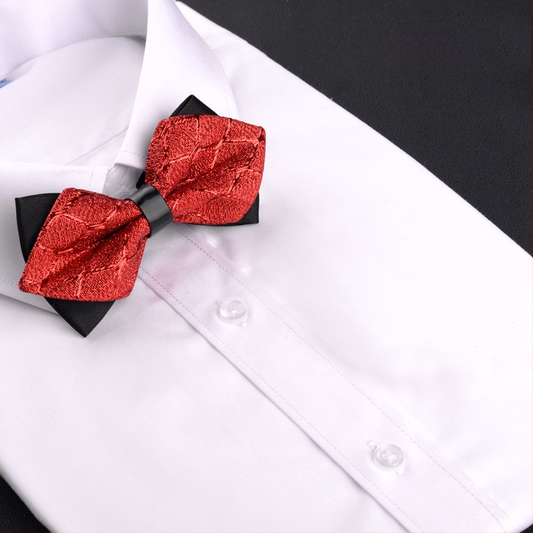 Dvostruki leptir-mašna za muškarce, unisex, tip streličasti, Jacquard obrada, geometrijski uzorak