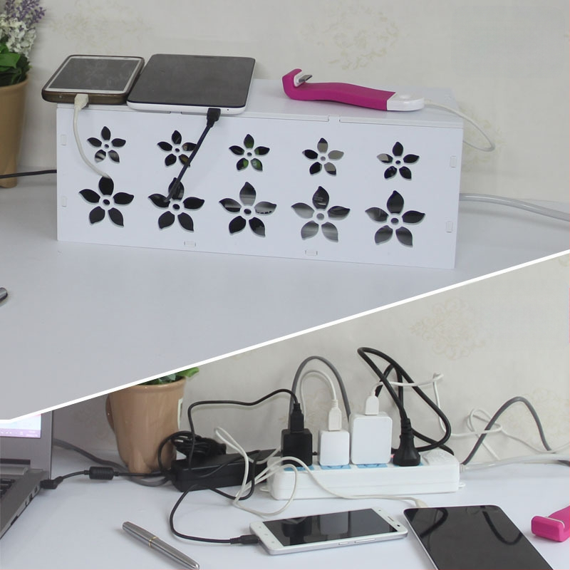 Plastikinė laidų organizavimo dėžutė įkrovikliams, modelis HfntdmCC, dulkių atsparus kabelių tvarkymas