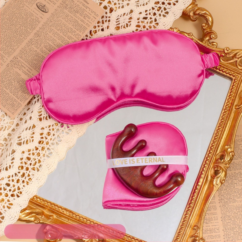 Dovanų rinkinys: akių kaukė iš dirbtinio šilko ir penkių dantų šukos, pakuotas į maišelį, CX prekės ženklas, vestuvėms dovaną