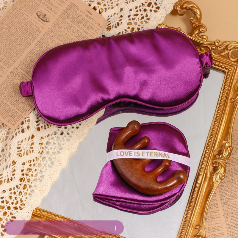 Dovanų rinkinys: akių kaukė iš dirbtinio šilko ir penkių dantų šukos, pakuotas į maišelį, CX prekės ženklas, vestuvėms dovaną