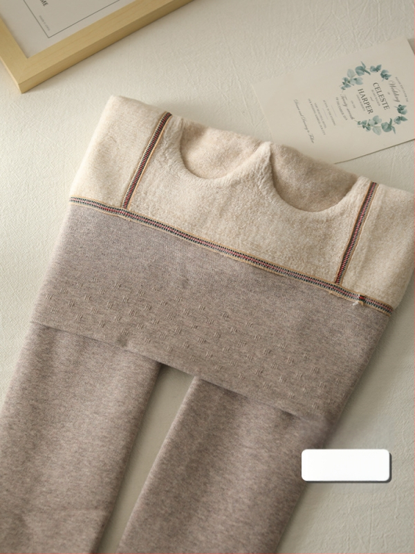 Καλσόν με ψηλή μέση για ανύψωση γλουτών, ζεστά, επενδυμένα με φλίς, πυκνό βαμβάκι, με πόδια