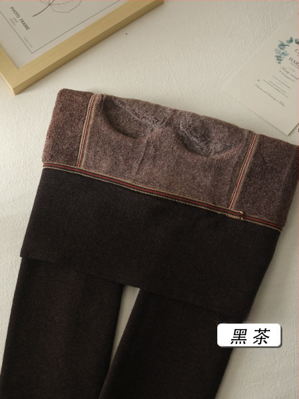 Καλσόν με ψηλή μέση για ανύψωση γλουτών, ζεστά, επενδυμένα με φλίς, πυκνό βαμβάκι, με πόδια