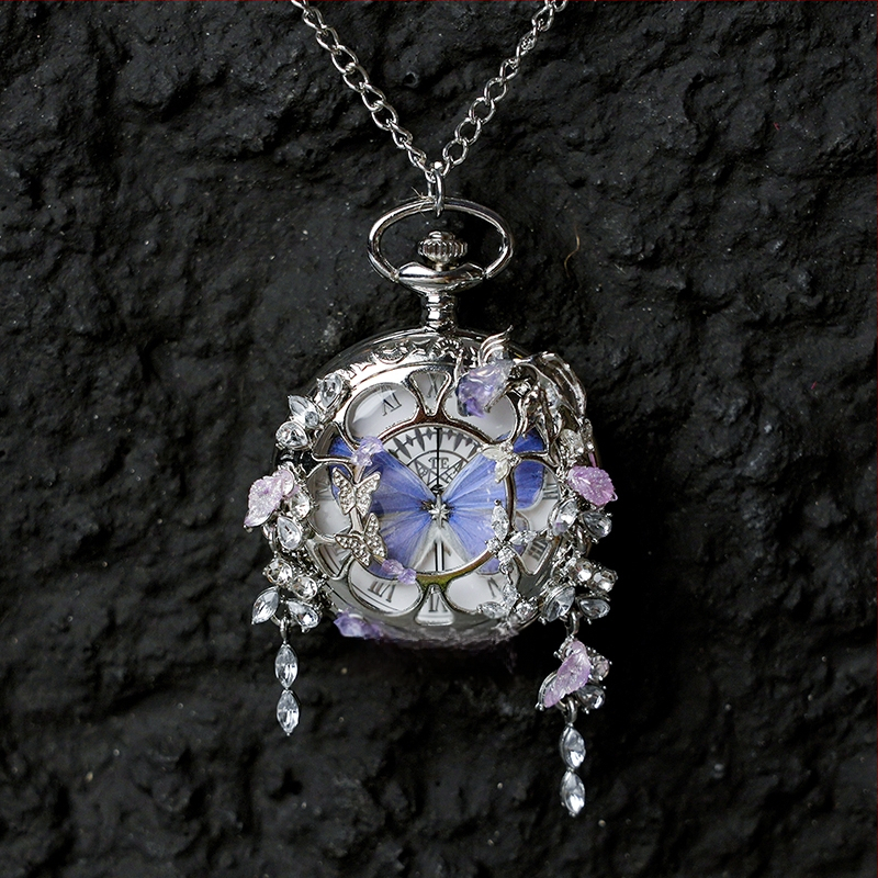 Liblika taskukell koos liikuva tegeliku liblika eksemplariga, ideaalne kingitus tüdrukutele ja sõbrannadele (Elektroniline mehhanism; veekindlus 35 m; silikoonkorpus; ümmargune kellapaneel; ABS klaas)