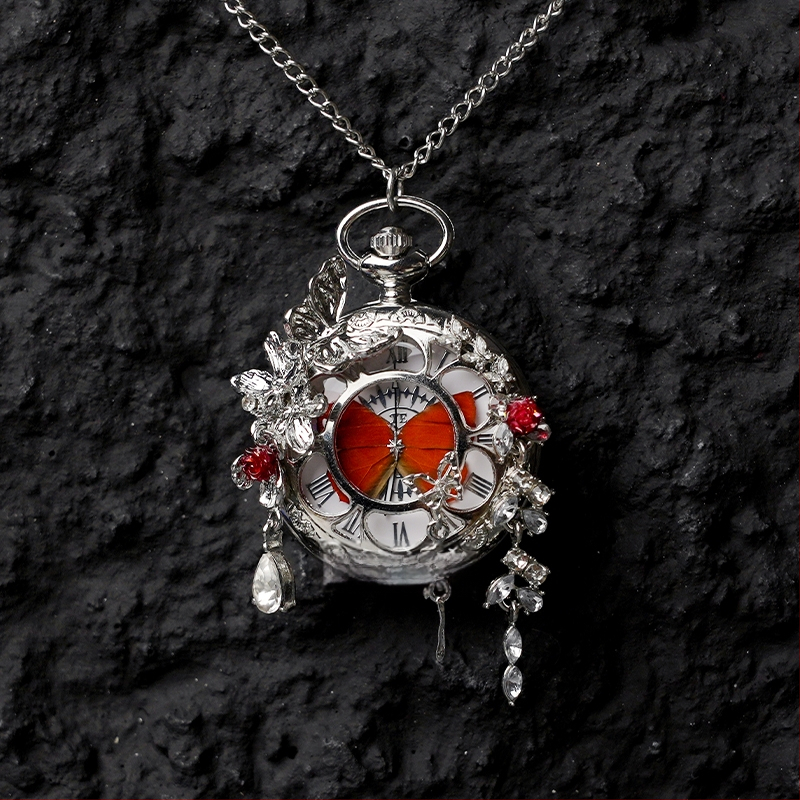 Liblika taskukell koos liikuva tegeliku liblika eksemplariga, ideaalne kingitus tüdrukutele ja sõbrannadele (Elektroniline mehhanism; veekindlus 35 m; silikoonkorpus; ümmargune kellapaneel; ABS klaas)