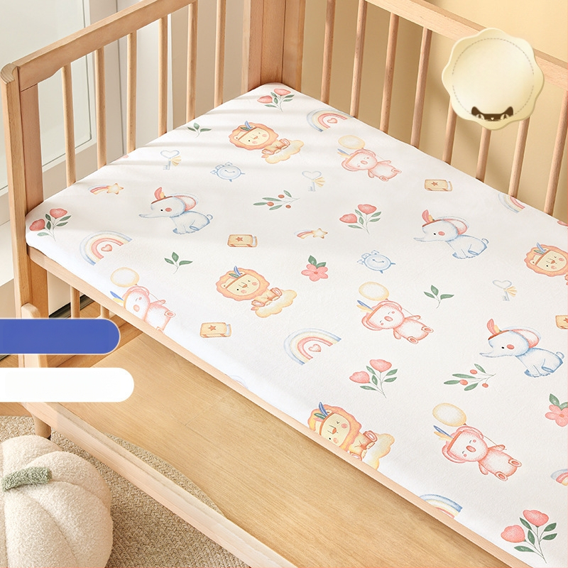 Belleptide Pamut Gumis Lepedő Babaágyhoz – Kedves Állat Minta, Súly 300–500 g