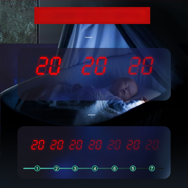 Ρολόι τοίχου με LED και αναλογική οθόνη, αιώνιο ημερολόγιο, θερμομέτρο, υγρασία, συναγερμός