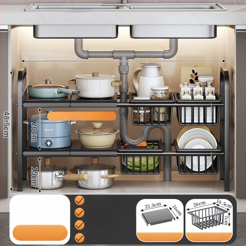 Po praustuve laikymo krepšys su teleskopine lazda, be gręžimo, sieninis organizatorius iš anglies plieno