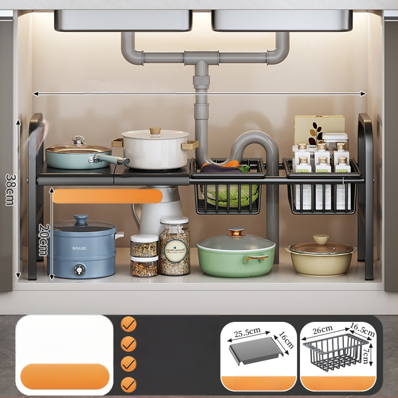 Po praustuve laikymo krepšys su teleskopine lazda, be gręžimo, sieninis organizatorius iš anglies plieno