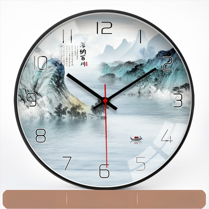 Ρολόι τοίχου με μεταλλικό περίβλημα, PVC καντράν, κίνηση ηλιακής ενέργειας, μπαταρία, κλασικό στυλ Μινγκ-Τσινγκ