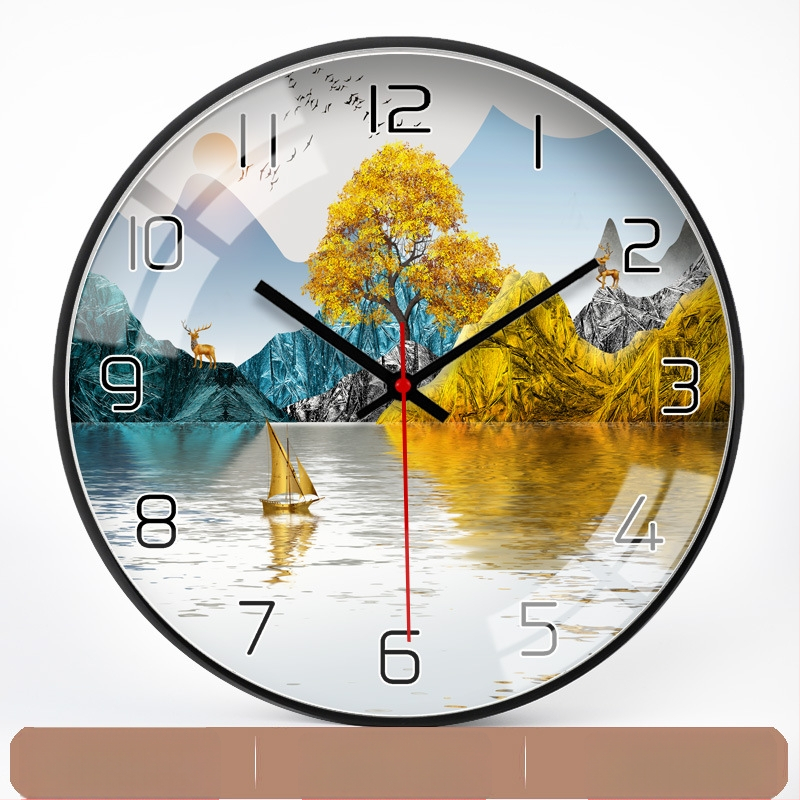 Ρολόι τοίχου με μεταλλικό περίβλημα, PVC καντράν, κίνηση ηλιακής ενέργειας, μπαταρία, κλασικό στυλ Μινγκ-Τσινγκ