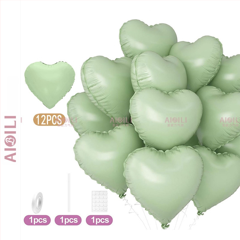 Širdies formos aliuminio folijos balionai, 12 vnt komplektas, Aubrey prekės ženklas, gimtadienio ir Valentino dienos proga