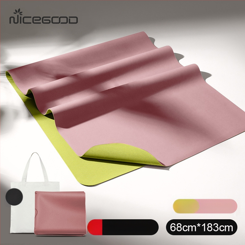 Йога постелка – PU-резинова смес, неплъзгаща се повърхност, дебелина 1,5 мм, тегло 1300 г, линии за позите, персонализирани опции.