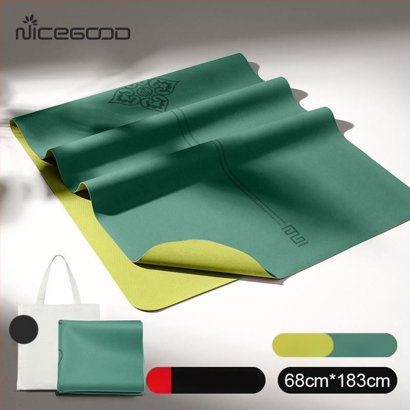 Йога постелка – PU-резинова смес, неплъзгаща се повърхност, дебелина 1,5 мм, тегло 1300 г, линии за позите, персонализирани опции.