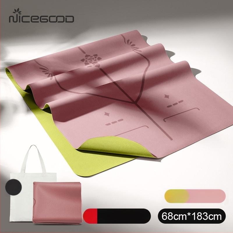 Йога постелка – PU-резинова смес, неплъзгаща се повърхност, дебелина 1,5 мм, тегло 1300 г, линии за позите, персонализирани опции.